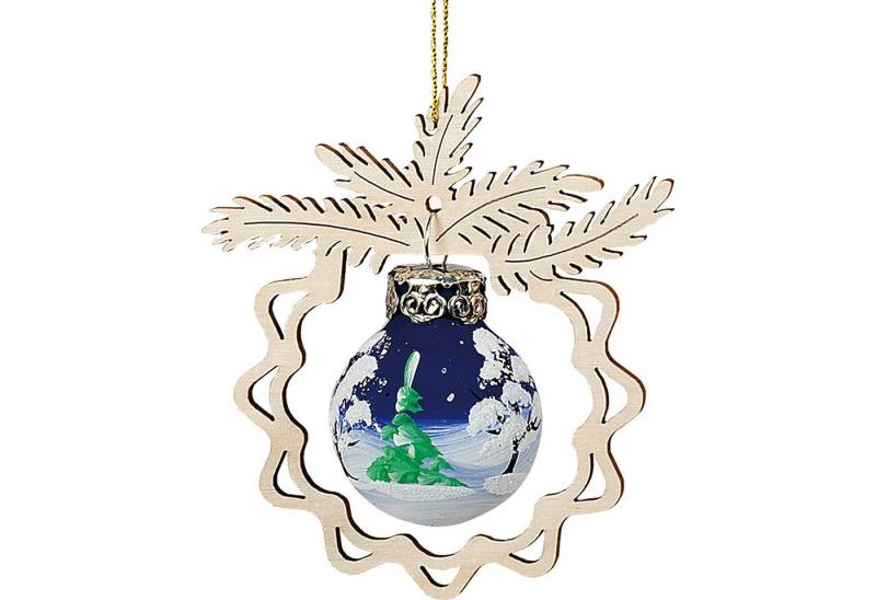 Erzgebirge-Palast Dekohänger Christbaumschmuck Glaskugel in Zweig - Winterwald (8cm) von Saico Seif von Erzgebirge-Palast