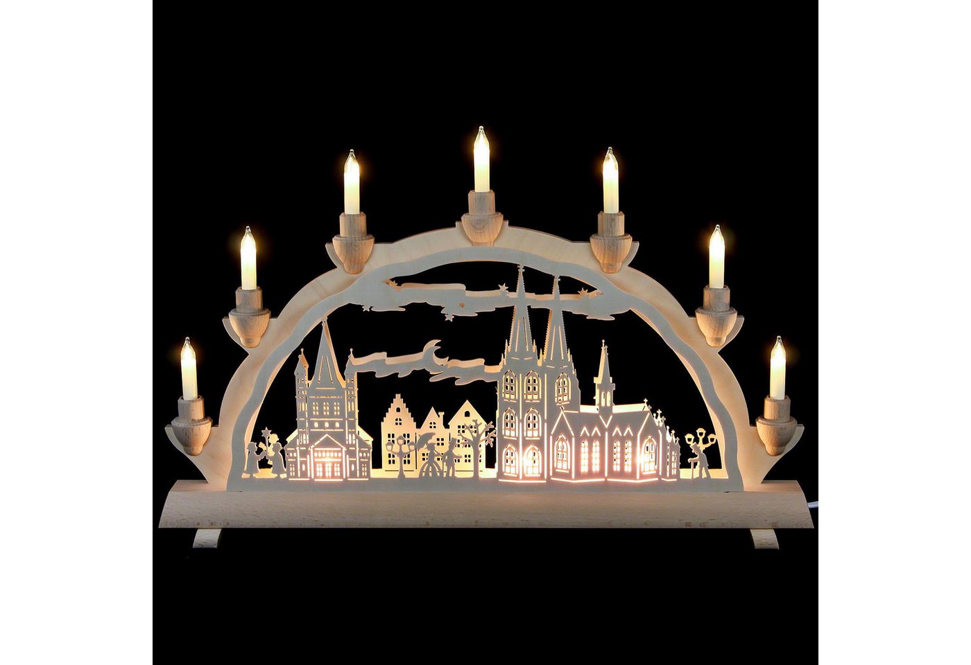 Erzgebirge-Palast Schwibbogen 3D-Doppelschwibbogen Kölner Dom (50x32cm) von Schlick & Türk von Erzgebirge-Palast