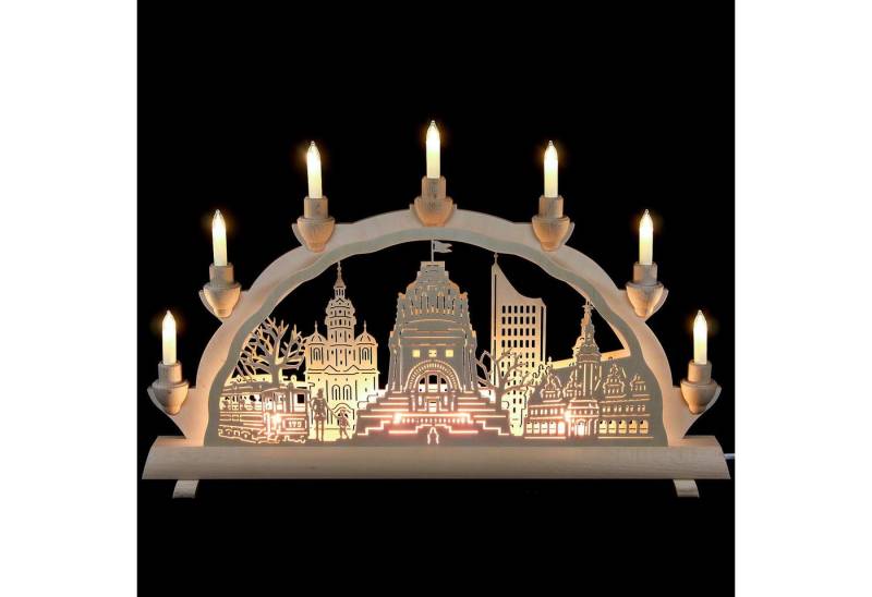 Erzgebirge-Palast Schwibbogen 3D-Doppelschwibbogen Leipzig (50x32cm) von Schlick & Türk von Erzgebirge-Palast