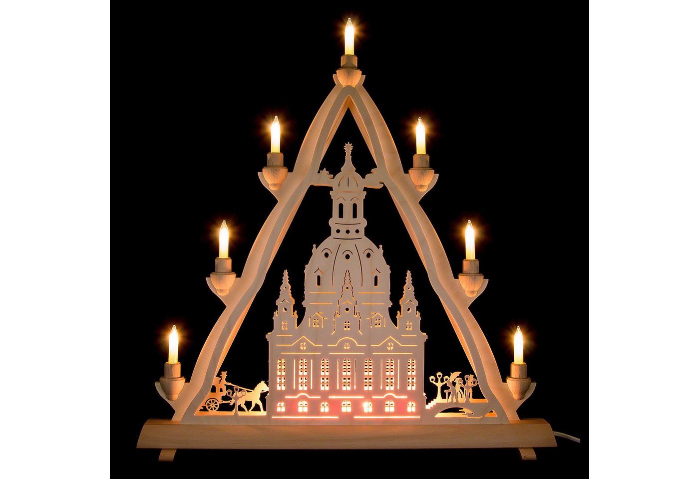 Erzgebirge-Palast Schwibbogen 3D-Lichterspitze Dresdner Frauenkirche (50x55cm) von Schlick & Türk von Erzgebirge-Palast