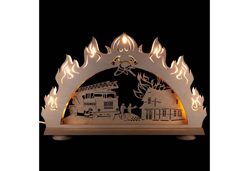 Erzgebirge-Palast Schwibbogen 3D-Schwibbogen Feuerwehr (52x32cm) von Saico Seiffen von Erzgebirge-Palast