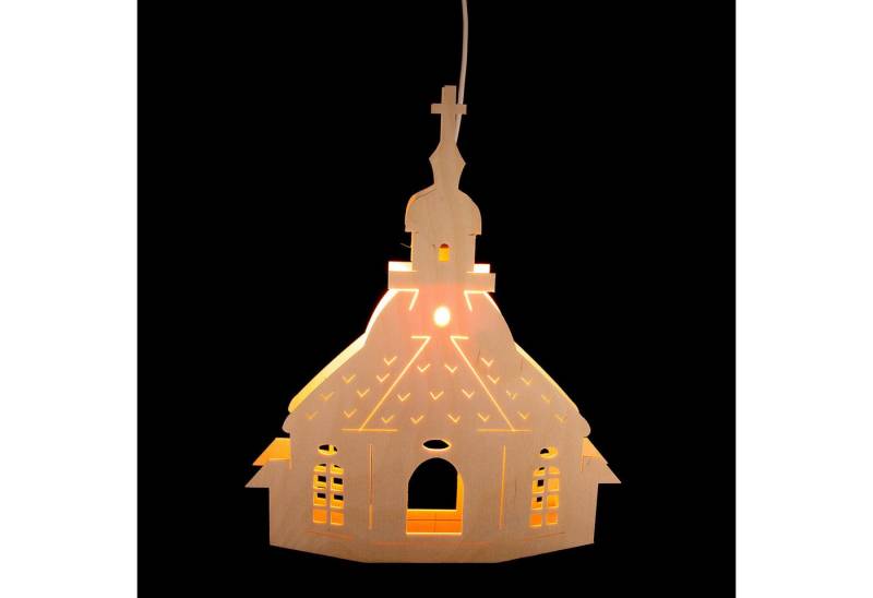 Erzgebirge-Palast Schwibbogen Fensterbild Kirche zu Seiffen (28cm) von Schwibbola von Erzgebirge-Palast