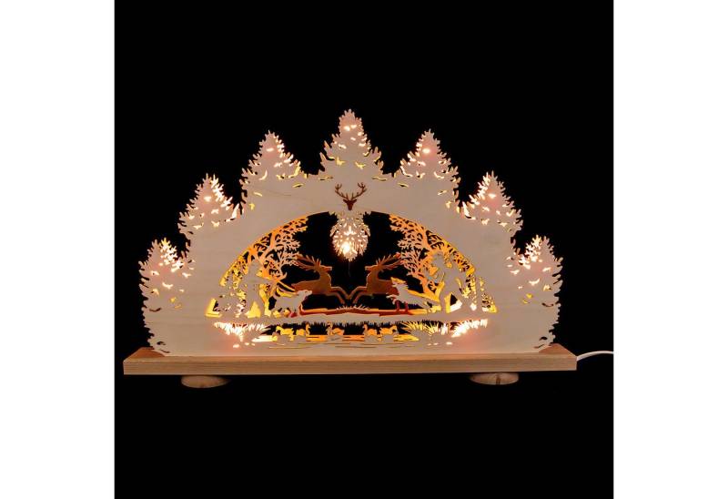 Erzgebirge-Palast Schwibbogen Schwibbogen Springende Hirsche (52x31cm) von Saico Seiffen von Erzgebirge-Palast