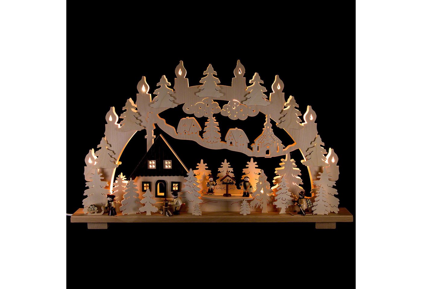 Erzgebirge-Palast Schwibbogen Schwibbogen Waldhaus (70x43cm) von Schwibbola von Erzgebirge-Palast