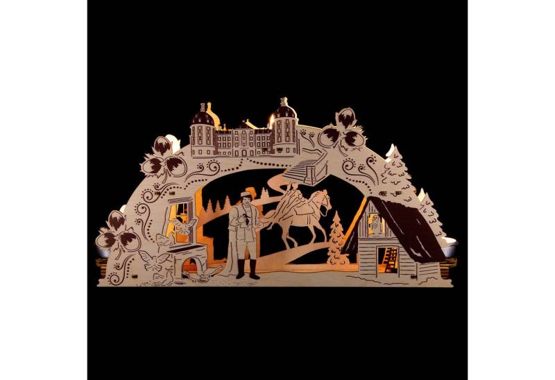 Erzgebirge-Palast Schwibbogen Schwibbogenleuchter "Drei Haselnüsse für Aschenbrödel" (37x20cm) von S von Erzgebirge-Palast