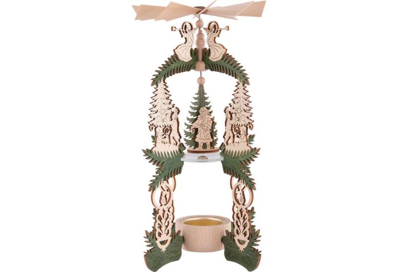 Erzgebirge-Palast Weihnachtspyramide 1-stöckige Pyramide Kinder Christbaum - Heiliger Abend (26cm) von Krei von Erzgebirge-Palast