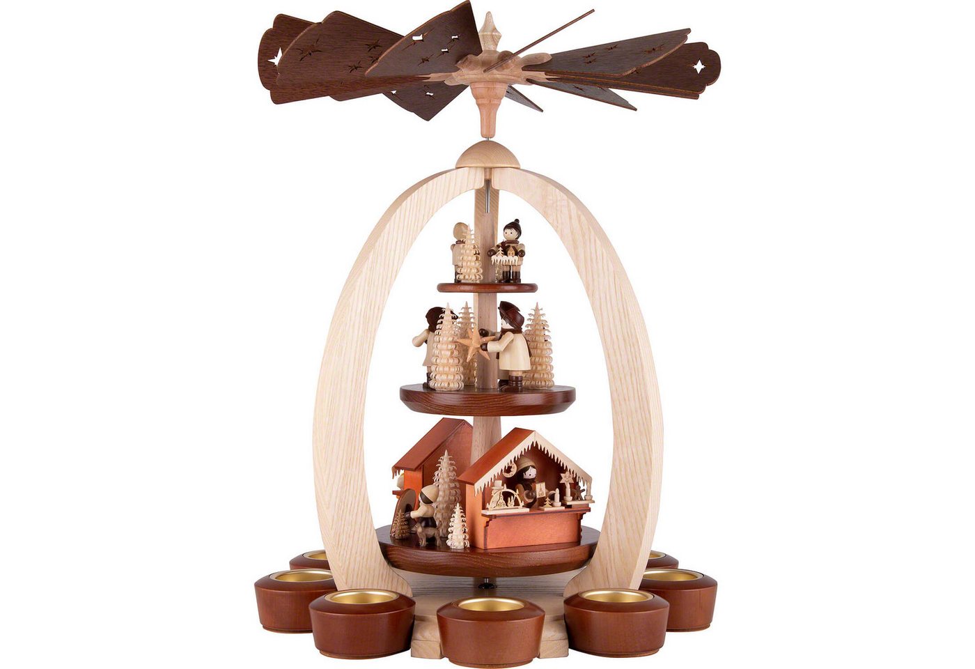 Erzgebirge-Palast Weihnachtspyramide 3-stöckige Pyramide Weihnachtsmarkt - Exklusiv (44cm) von Erzgebirge-P von Erzgebirge-Palast