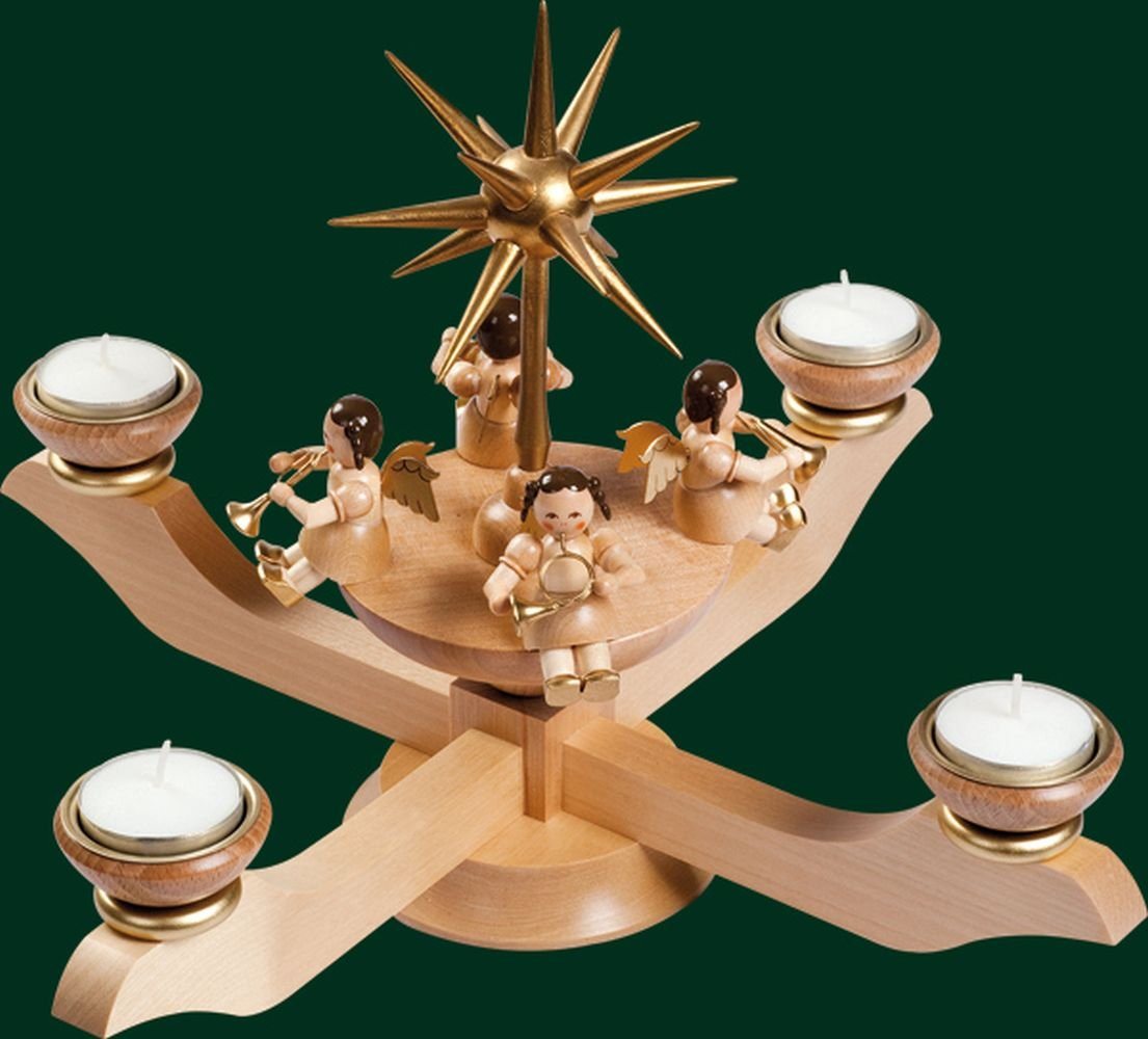 Erzgebirgische Volkskunst Richard Glässer GmbH Adventsleuchter Adventsleuchter mit Engel und Stern natur Höhe= 24cm NEU von Erzgebirgische Volkskunst Richard Glässer GmbH