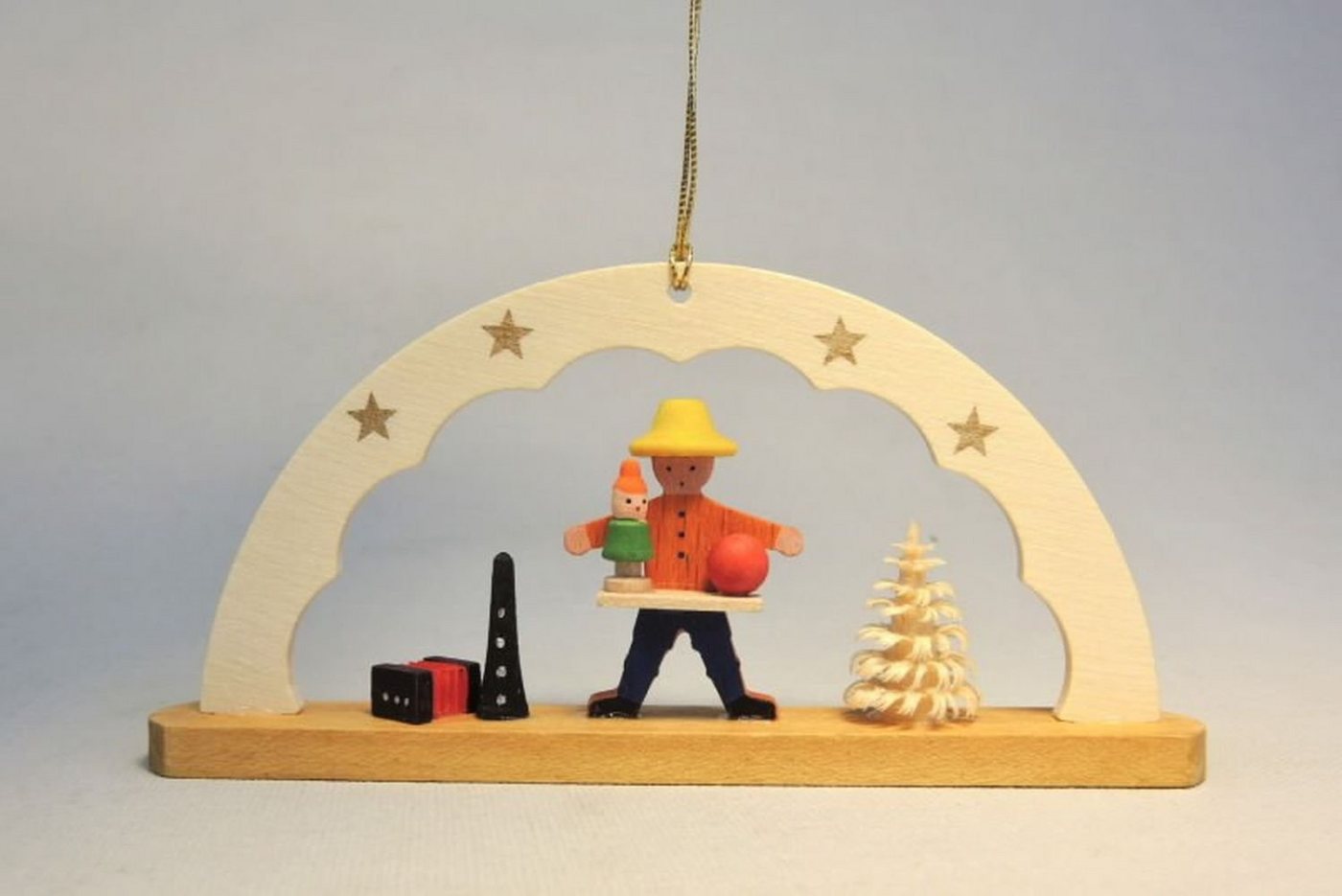 Erzgebirgische Volkskunst Richard Glässer GmbH Christbaumschmuck Christbaumschmuck Schwibbogen mit Spielzeughändler Höhe= 4,5cm NEU von Erzgebirgische Volkskunst Richard Glässer GmbH