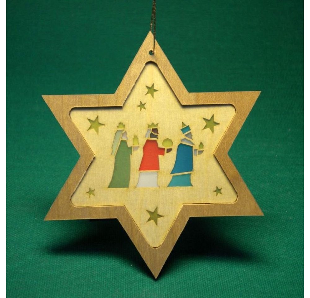 Erzgebirgische Volkskunst Richard Glässer GmbH Christbaumschmuck Christbaumschmuck Stern mit Heiligen Drei Könige Höhe= 8cm NEU von Erzgebirgische Volkskunst Richard Glässer GmbH