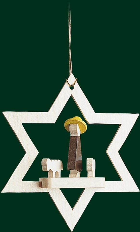 Erzgebirgische Volkskunst Richard Glässer GmbH Christbaumschmuck Christbaumschmuck Stern mit Schäfer & Schaf Höhe= 8cm NEU von Erzgebirgische Volkskunst Richard Glässer GmbH