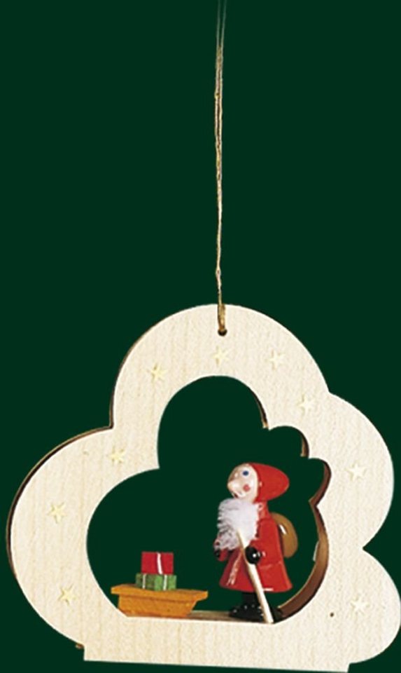 Erzgebirgische Volkskunst Richard Glässer GmbH Christbaumschmuck Christbaumschmuck Wolke natur mit Nikolaus und Schlitten Höhe= 9cm NE von Erzgebirgische Volkskunst Richard Glässer GmbH