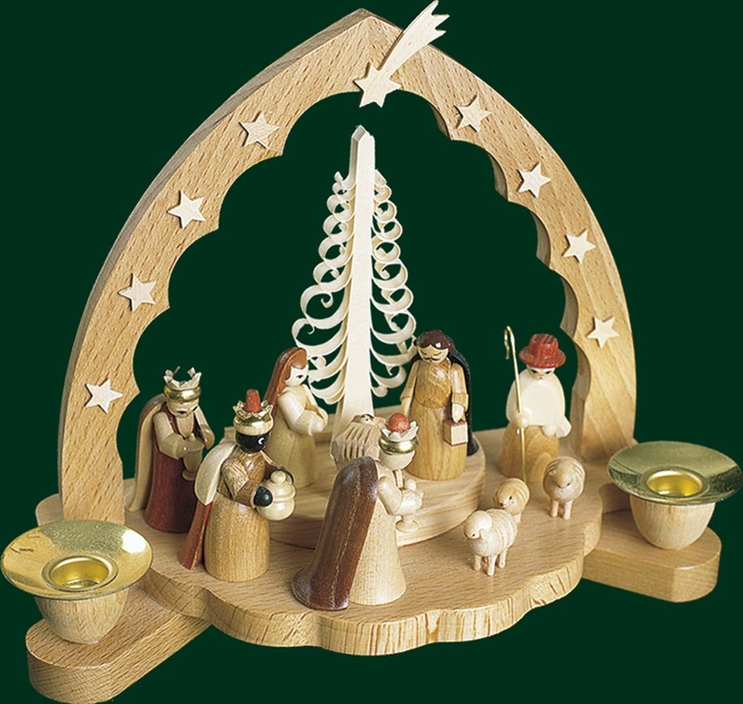 Erzgebirgische Volkskunst Richard Glässer GmbH Kerzenhalter Kerzenhalter Christi Geburt natur Höhe= 17cm NEU von Erzgebirgische Volkskunst Richard Glässer GmbH