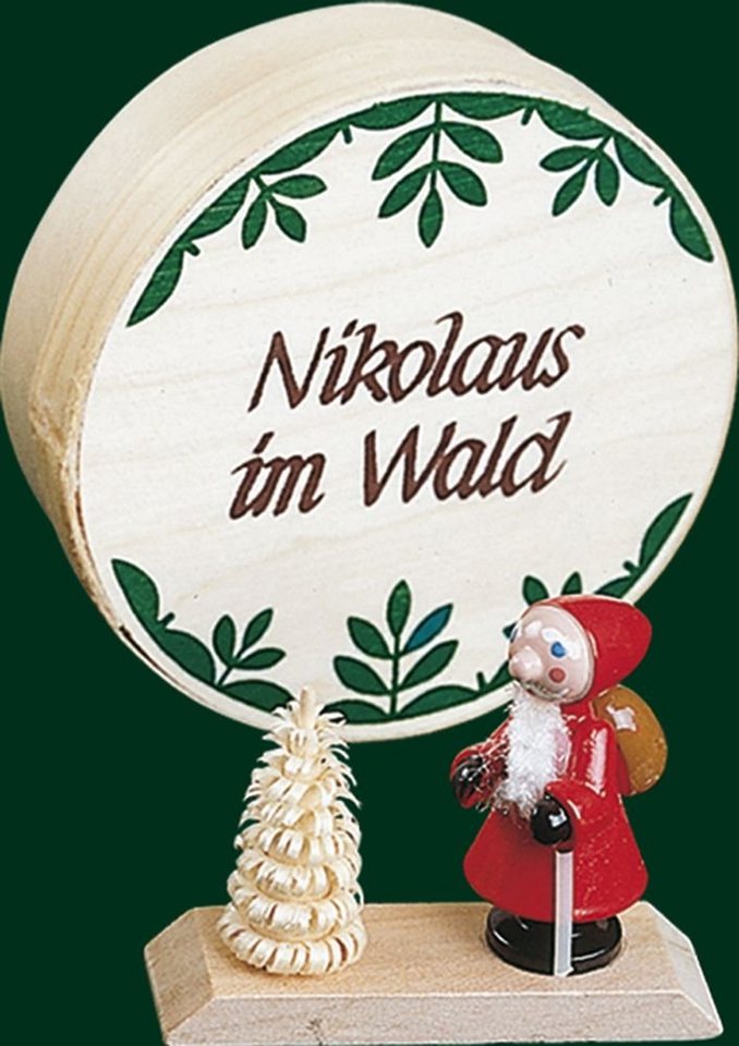 Erzgebirgische Volkskunst Richard Glässer GmbH Weihnachtsfigur Spanschachtel Nikolaus mit Baum Höhe= 7,5cm NEU von Erzgebirgische Volkskunst Richard Glässer GmbH