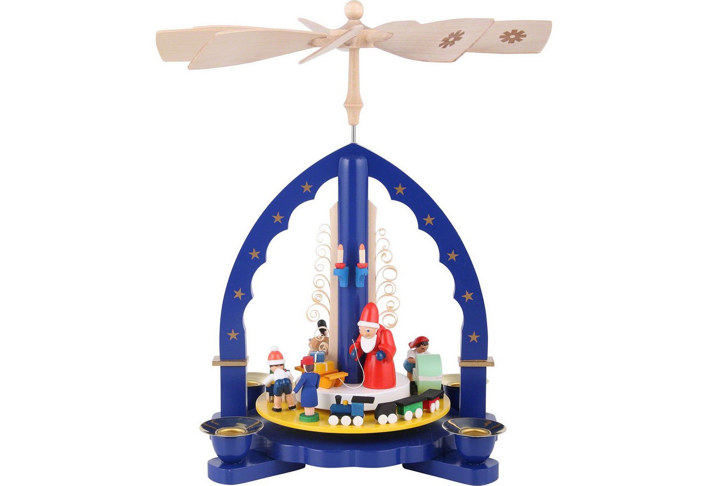 Erzgebirgische Volkskunst Richard Glässer GmbH Weihnachtspyramide 1-stöckige Pyramide Bescherung - blau (27cm) von Richard Glässer von Erzgebirgische Volkskunst Richard Glässer GmbH
