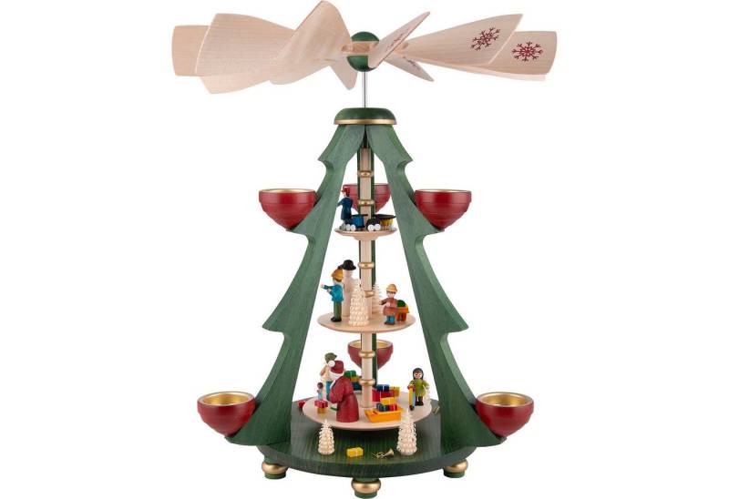 Erzgebirgische Volkskunst Richard Glässer GmbH Weihnachtspyramide 3-stöckige Pyramide Baum - Bescherung (40cm) von Richard Glässer von Erzgebirgische Volkskunst Richard Glässer GmbH