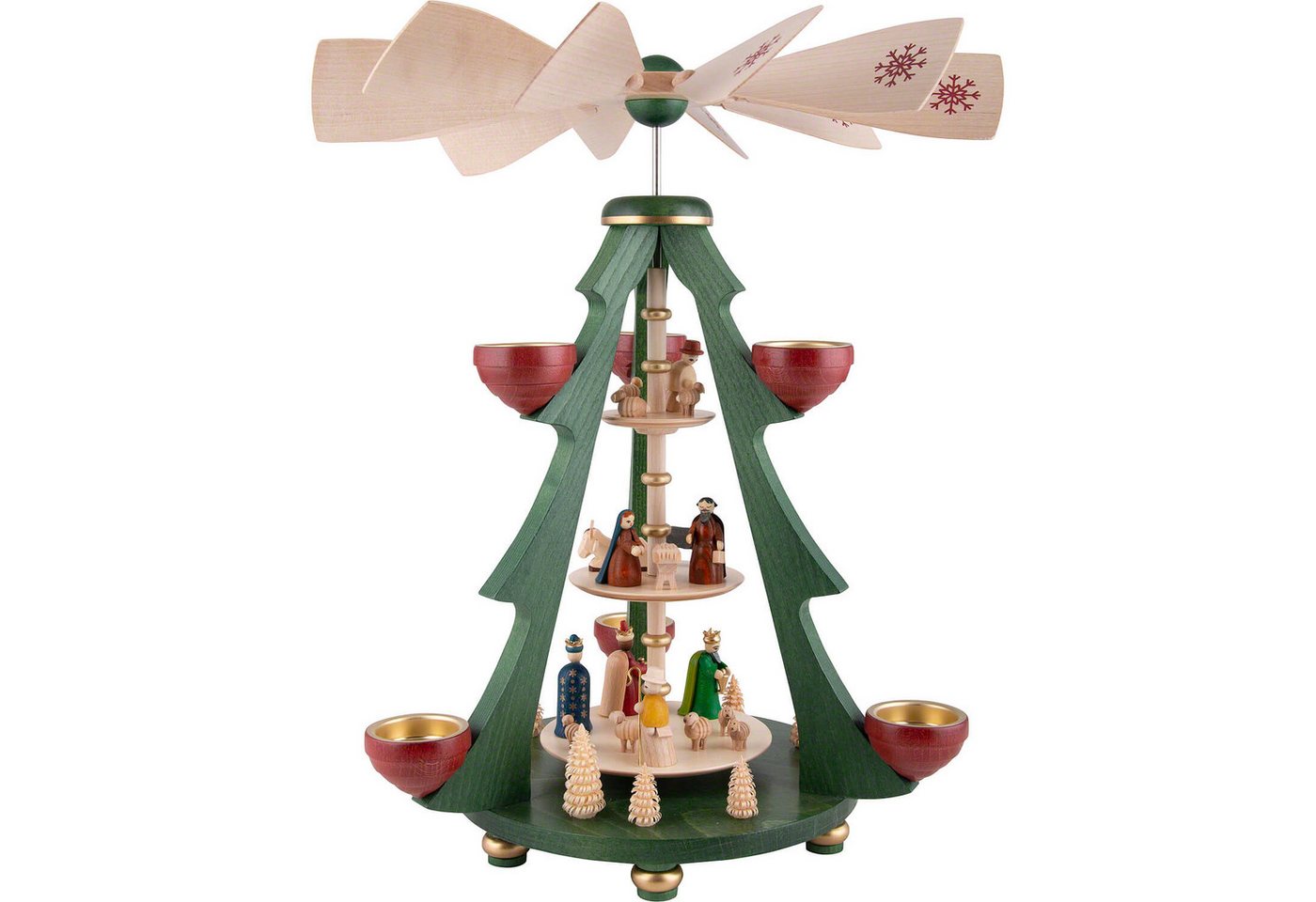 Erzgebirgische Volkskunst Richard Glässer GmbH Weihnachtspyramide 3-stöckige Pyramide Baum - Christi Geburt (40cm) von Richard Glässer von Erzgebirgische Volkskunst Richard Glässer GmbH
