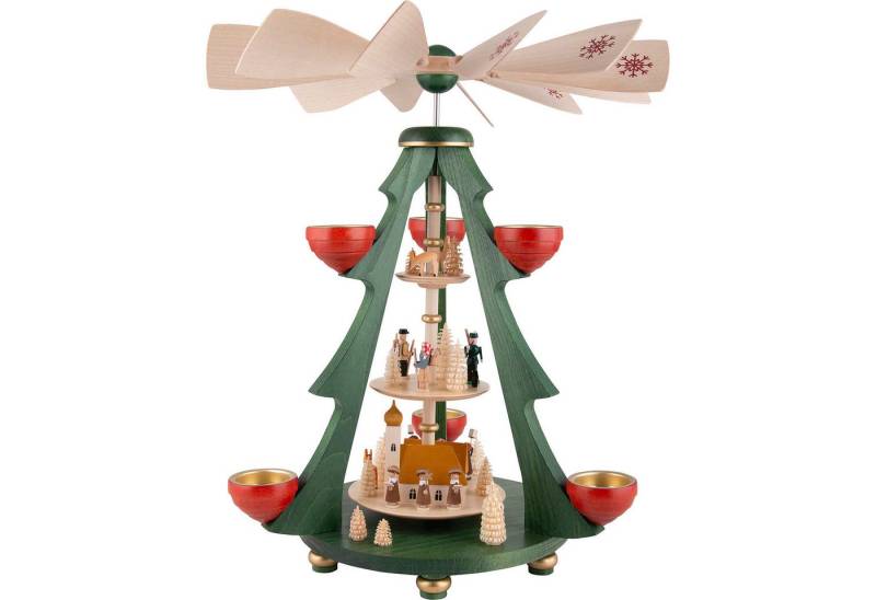 Erzgebirgische Volkskunst Richard Glässer GmbH Weihnachtspyramide 3-stöckige Pyramide Baum - Kirchdorf (40cm) von Richard Glässer von Erzgebirgische Volkskunst Richard Glässer GmbH