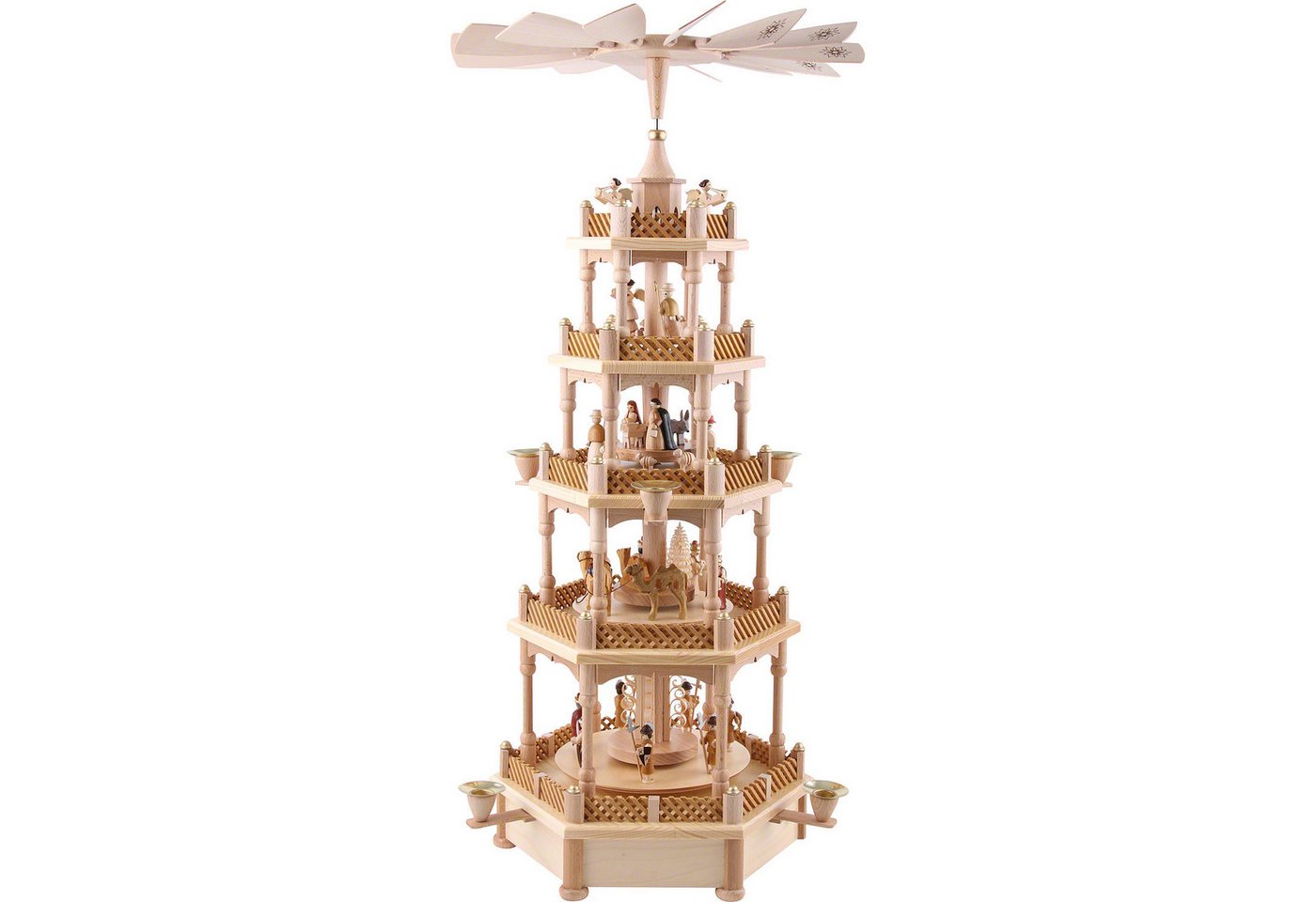 Erzgebirgische Volkskunst Richard Glässer GmbH Weihnachtspyramide 5-stöckige Pyramide Christi Geburt natur (70cm) von Richard Glässer von Erzgebirgische Volkskunst Richard Glässer GmbH