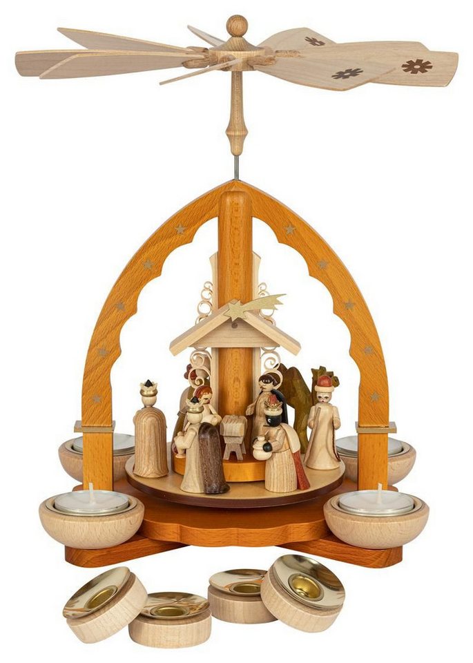 Erzgebirgische Volkskunst Richard Glässer GmbH Weihnachtspyramide Pyramide Christi Geburt, natur für Teelichte und Kerzen Höhe 27cm Erzgebirgische Volkskunst Richard Glässer GmbH Weihnachtspyramide Pyramide Christi Geburt, natur für Teelichte und Kerzen Höhe 27cm von Erzgebirgische Volkskunst Richard Glässer GmbH