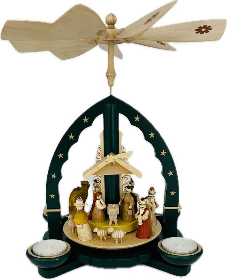 Erzgebirgische Volkskunst Richard Glässer GmbH Weihnachtspyramide Pyramide Christi Geburt grün für Teelichte und Kerzen Höhe 27cm Erzgebirgische Volkskunst Richard Glässer GmbH Weihnachtspyramide Pyramide Christi Geburt grün für Teelichte und Kerzen Höhe 27cm von Erzgebirgische Volkskunst Richard Glässer GmbH