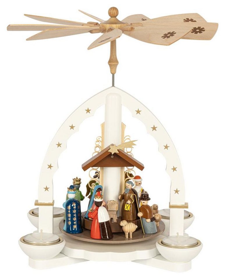 Erzgebirgische Volkskunst Richard Glässer GmbH Weihnachtspyramide Pyramide Heilige Drei Könige, weiß für Teelichte und Kerzen Höhe Erzgebirgische Volkskunst Richard Glässer GmbH Weihnachtspyramide Pyramide Heilige Drei Könige, weiß für Teelichte und Kerzen Höhe von Erzgebirgische Volkskunst Richard Glässer GmbH