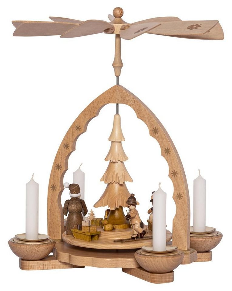 Erzgebirgische Volkskunst Richard Glässer GmbH Weihnachtspyramide Pyramide Weihnachtswald natur für Teelichte und Kerzen Höhe 27cm NEU von Erzgebirgische Volkskunst Richard Glässer GmbH