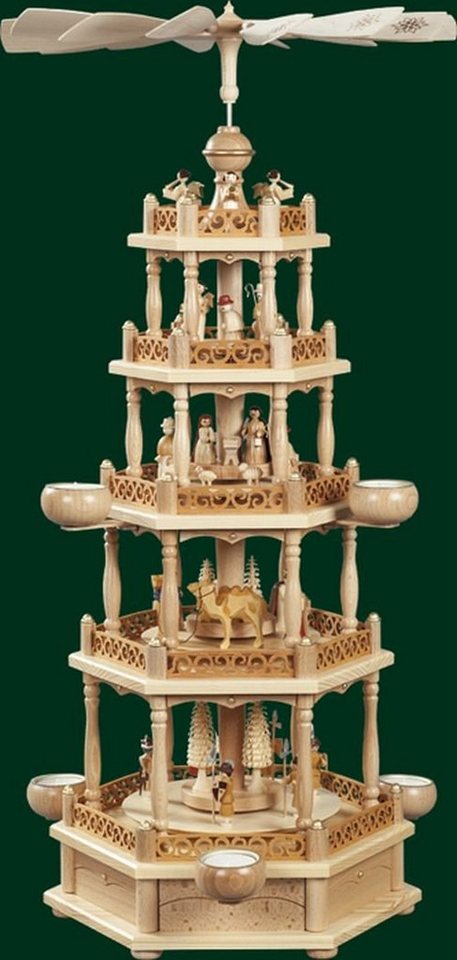 Erzgebirgische Volkskunst Richard Glässer GmbH Weihnachtspyramide Tischpyramide Christi Geburt 4 stöckig mit Teelichter natur Höhe= Erzgebirgische Volkskunst Richard Glässer GmbH Weihnachtspyramide Tischpyramide Christi Geburt 4 stöckig mit Teelichter natur Höhe= von Erzgebirgische Volkskunst Richard Glässer GmbH