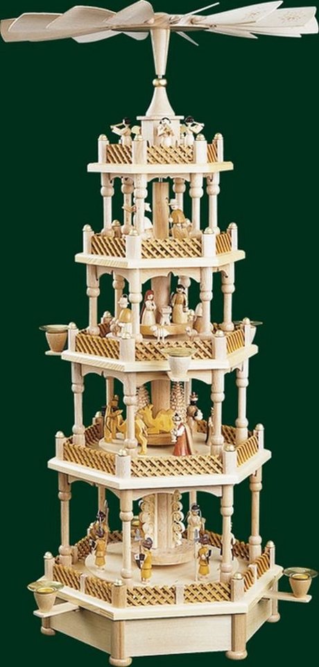 Erzgebirgische Volkskunst Richard Glässer GmbH Weihnachtspyramide Tischpyramide Christi Geburt 4 stöckig natur mit Spielwerk Höhe= 70cm Erzgebirgische Volkskunst Richard Glässer GmbH Weihnachtspyramide Tischpyramide Christi Geburt 4 stöckig natur mit Spielwerk Höhe= 70cm von Erzgebirgische Volkskunst Richard Glässer GmbH