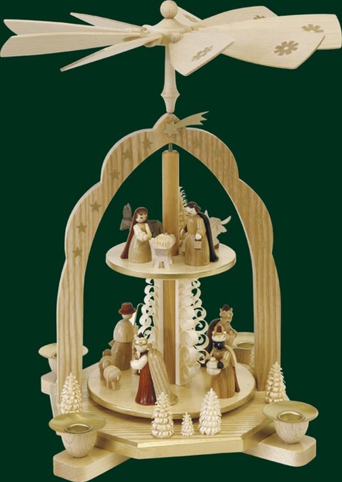 Erzgebirgische Volkskunst Richard Glässer GmbH Weihnachtspyramide Tischpyramide Christi Geburt Heilige Könige natur Höhe= 31cm NEU von Erzgebirgische Volkskunst Richard Glässer GmbH