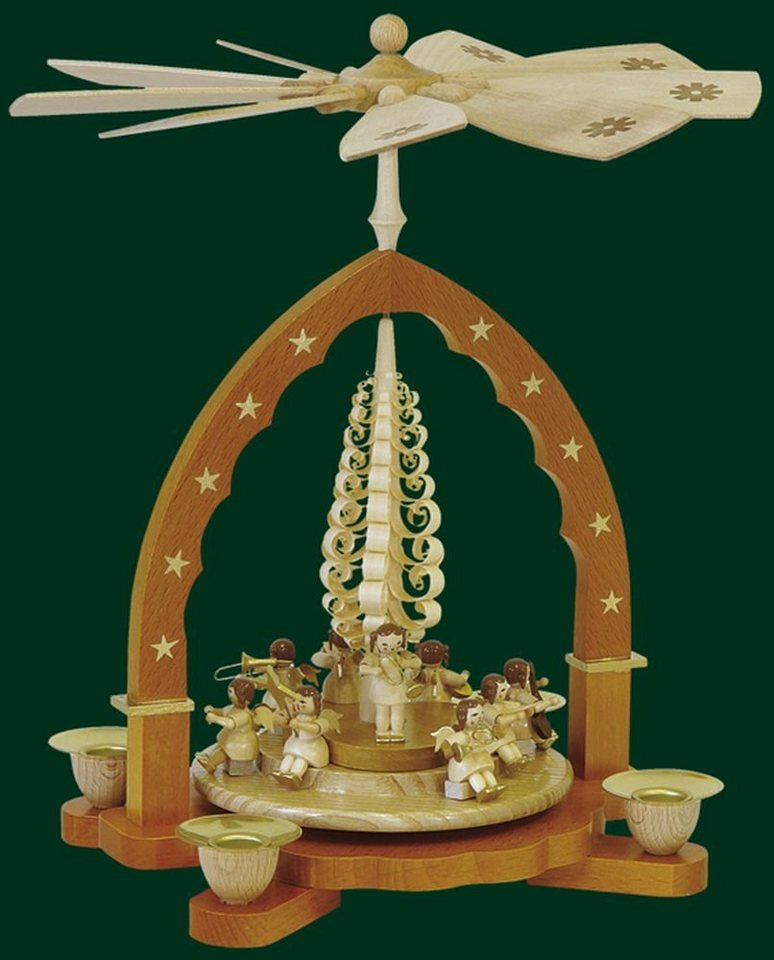 Erzgebirgische Volkskunst Richard Glässer GmbH Weihnachtspyramide Tischpyramide Engelkonzert natur Höhe= 27cm NEU von Erzgebirgische Volkskunst Richard Glässer GmbH