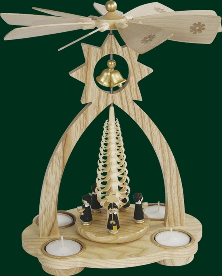 Erzgebirgische Volkskunst Richard Glässer GmbH Weihnachtspyramide Tischpyramide Kurrendefiguren mit Teelicht Höhe= 29cm NEU von Erzgebirgische Volkskunst Richard Glässer GmbH