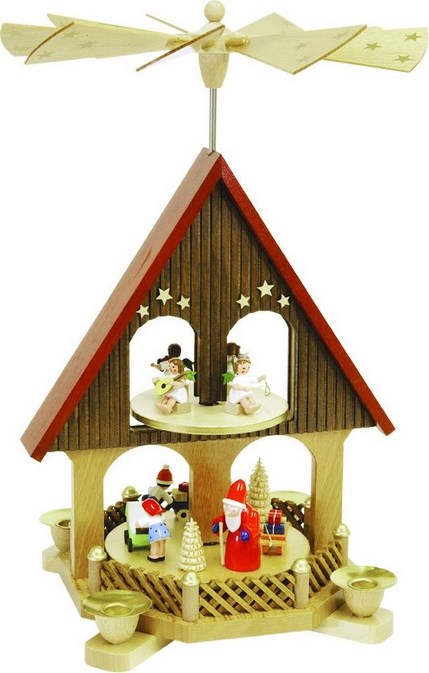 Erzgebirgische Volkskunst Richard Glässer GmbH Weihnachtsszene Richard Glässer Volkskunst 'Pyramidenhaus Bescherung 2-st.' von Erzgebirgische Volkskunst Richard Glässer GmbH