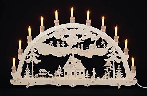 Schwibbogen Gross einfach Waldhaus - Weihnachten Advent Dekoration von Erzgebirgsstübchen