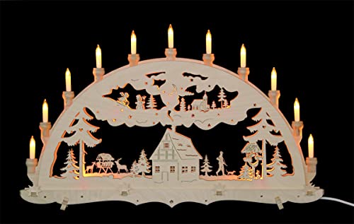 Schwibbogen Lichterbogen Erzgebirge Waldhaus innenbeleuchtet 3D Weihnachten Advent Dekoration von Erzgebirgsstübchen