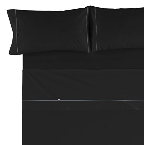 Es-Tela Glatte biés 50/50 Bettwäsche Set para cama de 150 cm, 4 piezas schwarz von Es-Tela