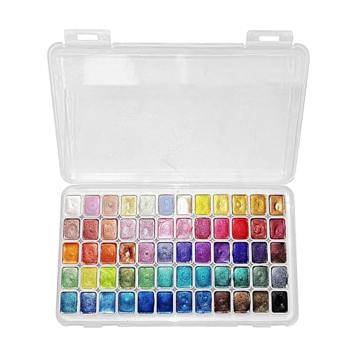 Feste Perlmutt-Farben, Glitzer-Aquarellfarbe, Aquarell-Palette für Kinder, einfarbig, Glitzer, Aquarell, einfarbig, in einer Taschenbox, feste Aquarellpigmente für von EsEico