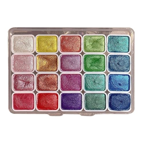 Perlmutt-Farben, tragbare Boxen für Aquarell, für Reisen, glänzendes und lebendiges Aquarell-Set, Reise-Aquarellmalset, für Anfänger, von EsEico