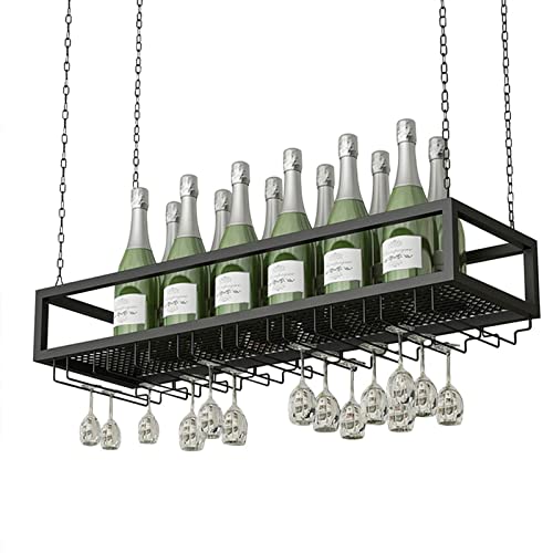 EsEntL Decken-Weinglashalter, Metall-Eisenkette, hängende Weinflaschenregale, hängendes Stielglas-Glasregal, Lagerregal, umgedrehter Weinbecherhalter (Größe: 120 x 25 x 21 cm) von EsEntL