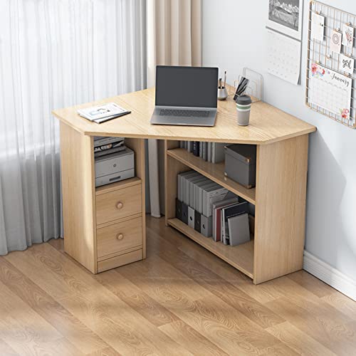 EsEntL Eckschreibtisch Für Kleine Räume,Schreibtisch Aus Holz Mit Ablagefach Und Schubladen,Dreieckiger Computertisch Für Den Heimbüro-Arbeitsplatz-B 74x74x73cm(29x29x29inch), (iefyk-001) von EsEntL