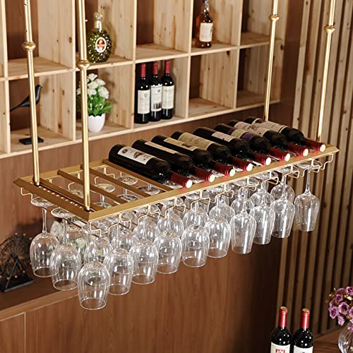 EsEntL Weinbar-Wandregal, Hängebar, Glasregal, an der Decke montierter Flaschenhalter, schwimmendes Weinlager, Ausstellungsregal, höhenverstellbar (Größe: 100 x 35 cm) von EsEntL