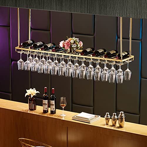 EsEntL Weinglasregal an der Decke | Weinflaschen-Aufbewahrungsregal | Hängender Champagner-Stielglashalter, schwebende dekorative Regale | Höhenverstellbar (Größe: 60 x 30 cm) von EsEntL