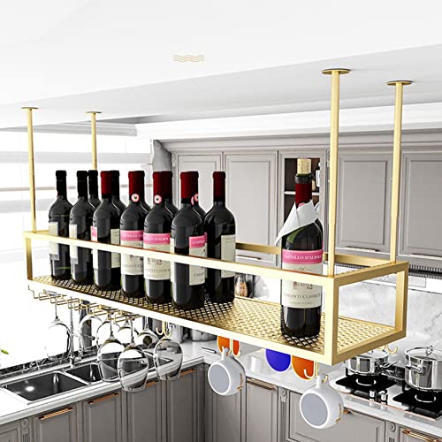 EsEntL Weinregal an der Decke, Weinglashalter, hängende Kelch- und Stielglasregale, Weinflaschenregal, schwebendes Weinregal für die Küche unter dem Schrank, verstellbare Höhe und Breite (Größe: 14 von EsEntL