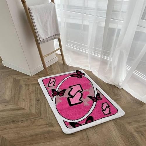 BZJCGE UNO Kartenteppich, flippig, ästhetisch, , Überwurf, Teppich, Fußmatte, rutschfest, waschbar, modern, abstrakt, niedlich, einzigartig, für Badezimmer, Schlafzimmer, flauschig, weich, kleine von EsaSam