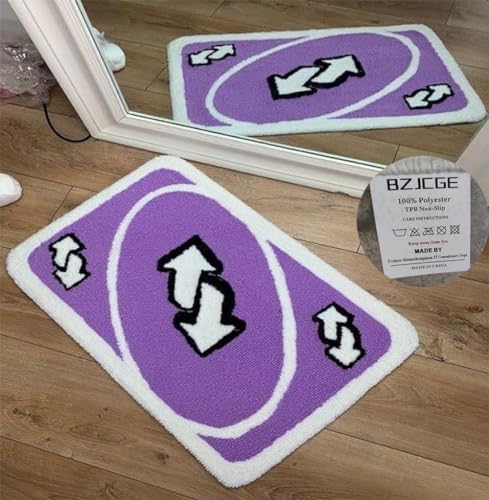 BZJCGE Niedlicher Retro-Spielkartenteppich für Schlafzimmer,Badezimmer,Küche,ästhetisch,flippig,Wohnheim,College,rutschfester Bodenteppich,Spielkarte,trendig,lustig,Tufting,flauschiger Teppich von BZJCGE