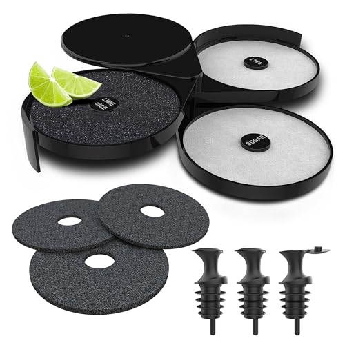 Esatto Salz-Rimmer aus Glas, 3 Etagen, für Margarita und Cocktails, schwarz mit 2 extra Schwamm + 3 Ausgießer, Salz, Zucker und Limettensaft für bessere Getränke und effiziente Getränkezubereitung Esatto Salz-Rimmer aus Glas, 3 Etagen, für Margarita und Cocktails, schwarz mit 2 extra Schwamm + 3 Ausgießer, Salz, Zucker und Limettensaft für bessere Getränke und effiziente Getränkezubereitung von Esatto