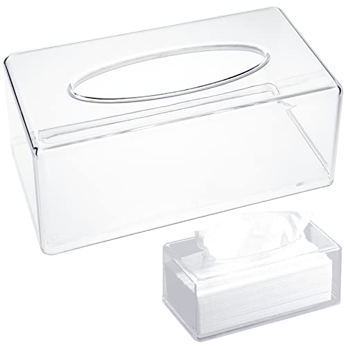 Esayeefo Rechteckige transparente Tissue-Box, Acryl Tücherbox, Einfachheit, Taschentuch-Box Rechteckig für Esszimmer, Büro, Auto, Badezimmer, 22 x 12 x 9cm, Transparent von Esayeefo