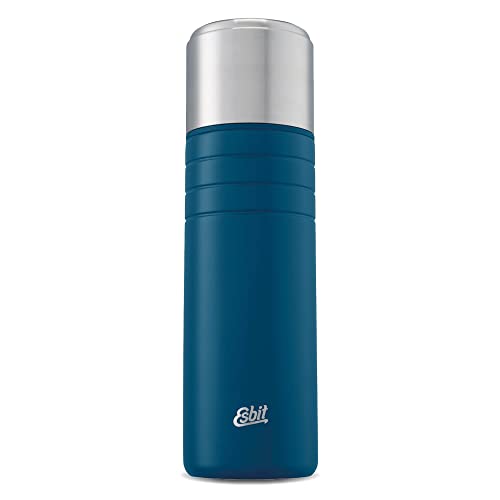 Esbit Isolierflasche Majoris mit Becher - Trinkflasche 1000 ml aus Edelstahl in Polar Blue - für warme und kalte Getränke von Esbit