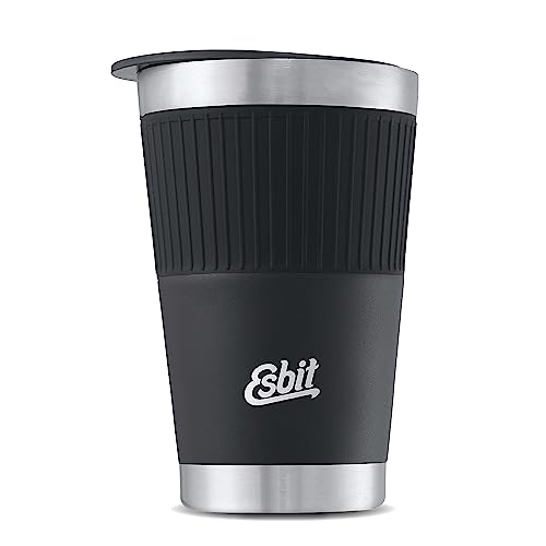 Esbit Thermobecher Sculptor - Edelstahl Autobecher mit Manschette - 550 ml - für heiße und kalte Getränke - in Schwarz von Esbit