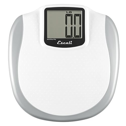 Escali XL200 Extra große Anzeige Digitale Personenwaage für das Körpergewicht mit leicht ablesbarem Display und rutschfester Plattform extra hohe Kapazität von 200 kg Batterien im Lieferumfang von Escali